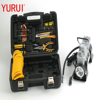 DC12v Doppelzylinder-Metall-Auto-Reifen aufblaser mit LED-Licht und Werkzeugbox