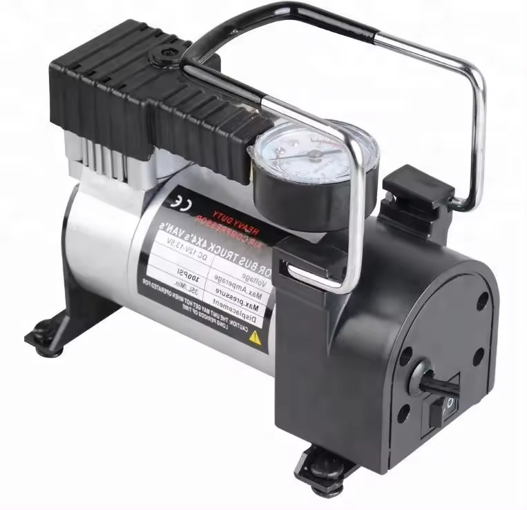 Portable Hochdruck-Metall-Auto-Luftkompressor mit Uhr und Stofftasche