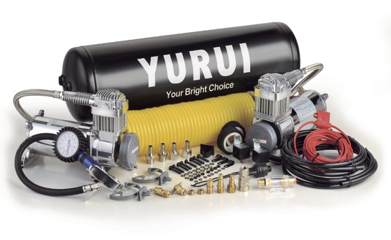 Ein guter Preis. Doppeln Bord Luftsystem 12 Volt Silber-Schwarz-Farbe mit Luft-Behälter schnellem Inflations-Luftkompressor für 4x4 Online