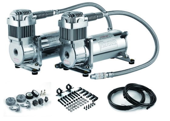 Ein guter Preis. Schnelle Inflations-silberner Stahldoppelluft-Suspendierungs-Kompressor für Auto 4,5 CFM 150PSI Online